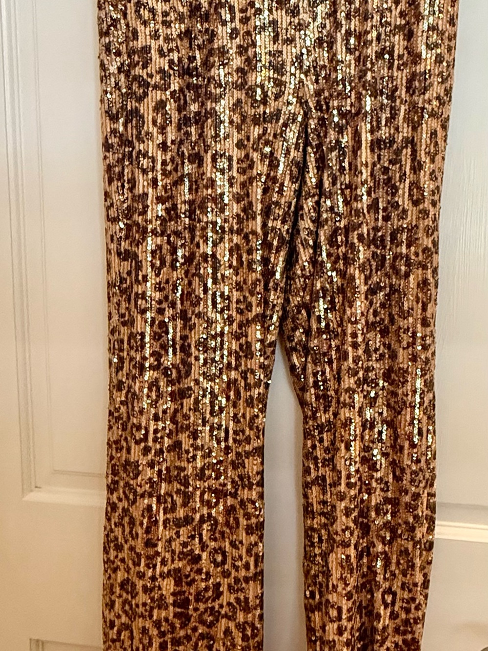 Hot & Delicious Gold Sequin Leopard Wide-Leg Pants